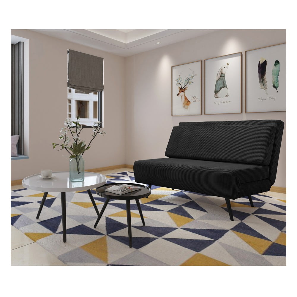 Antracytowa sztruksowa rozkładana sofa 140 cm Mallory – Støraa (zdjęcie 4)