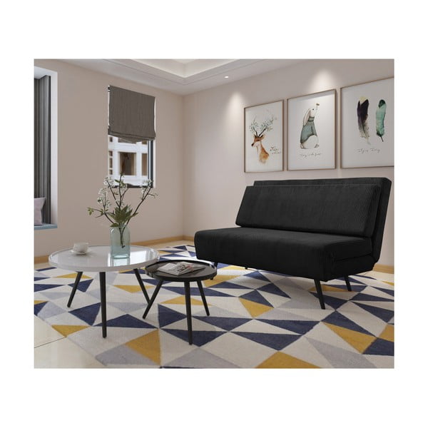 Antracytowa sztruksowa rozkładana sofa 140 cm Mallory – Støraa-image-3