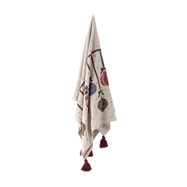 Beżowy koc ze świątecznym motywem z bawełny z recyklingu 130x160 cm Ornamentia – Bloomingville-image-2