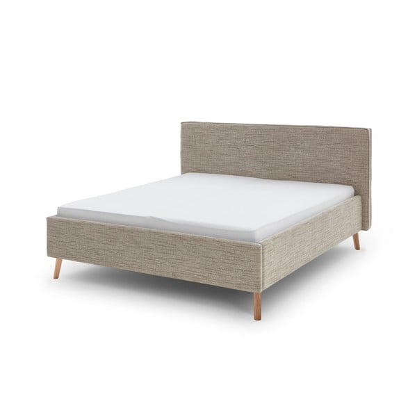 Beżowe tapicerowane łóżko dwuosobowe ze schowkiem ze stelażem 180x200 cm Riva – Meise Möbel