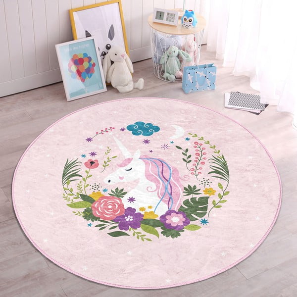 Różowy dywan dziecięcy ø 120 cm Comfort – Mila Home-image-2