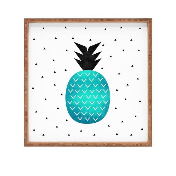 Drewniana taca dekoracyjna Blue Pineapple, 40x40 cm