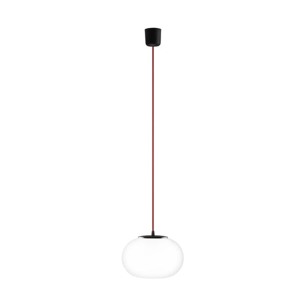 Biało-czarna lampa z czerwonym kablem i czarną oprawką Sotto Luce Dosei