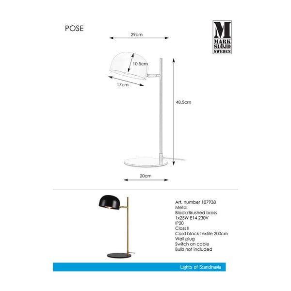 Czarna lampa stołowa z podstawą w kolorze miedzi Markslöjd Pose-image-2