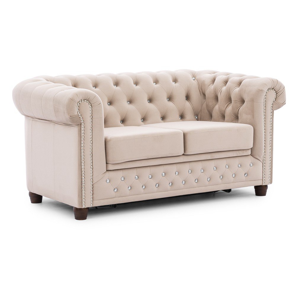 Beżowa aksamitna rozkładana sofa 148 cm York Blik – Ropez