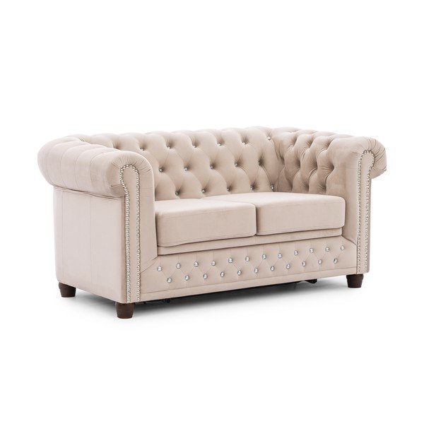 Beżowa aksamitna rozkładana sofa 148 cm York Blik – Ropez