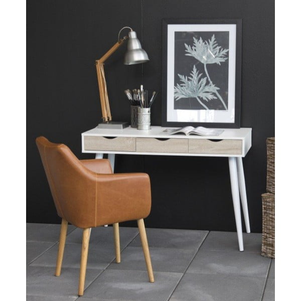 Białe biurko z 3 szufladami z dekorem Actona Neptun-image-2