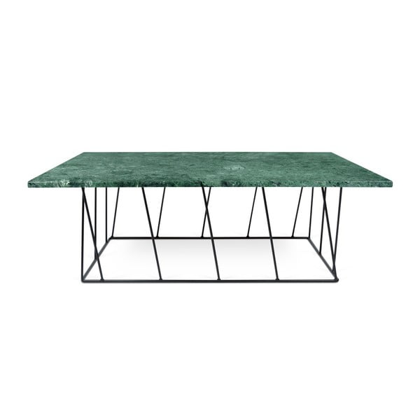 Zielony stolik marmurowy z czarnymi nogami TemaHome Helix, 75x120 cm