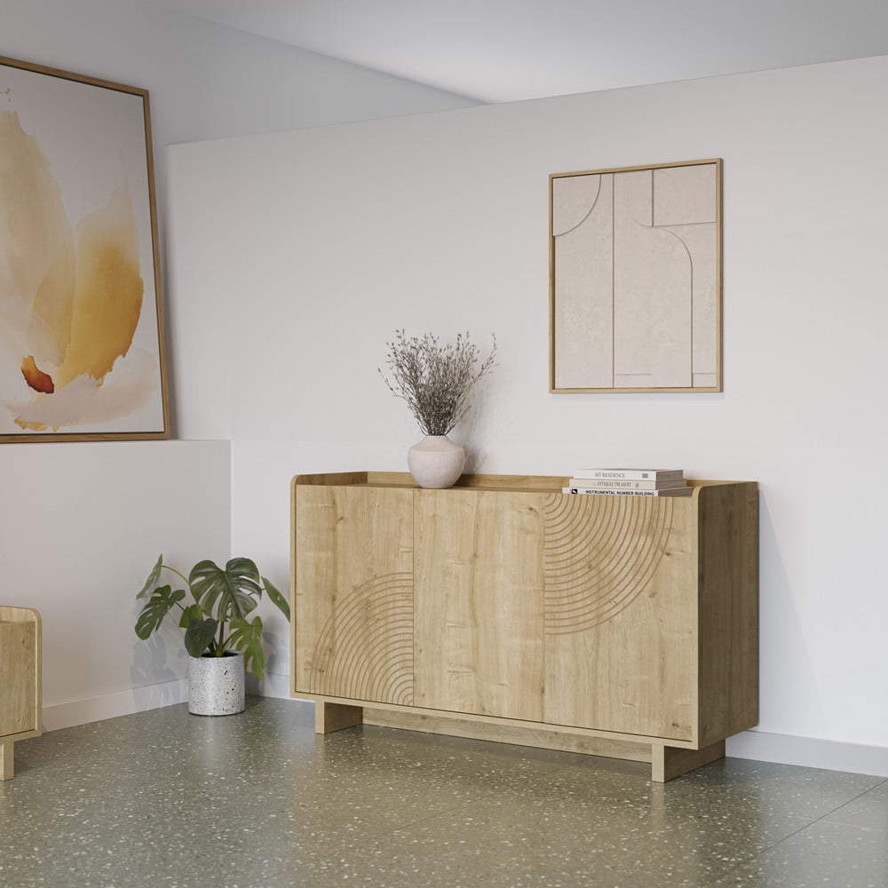 Komoda w dekorze dębu w naturalnym kolorze 140x80x40 cm Daira – Marckeric (zdjęcie 3)