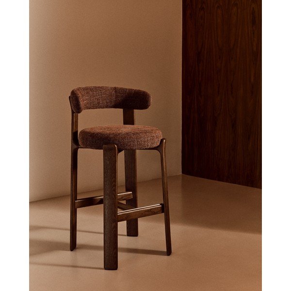 Hoker w kolorze brązowo-ciemnonaturalnym z litego drewna jesionowego (wysokość siedziska 75 cm) Granite – Kave Home-image-1