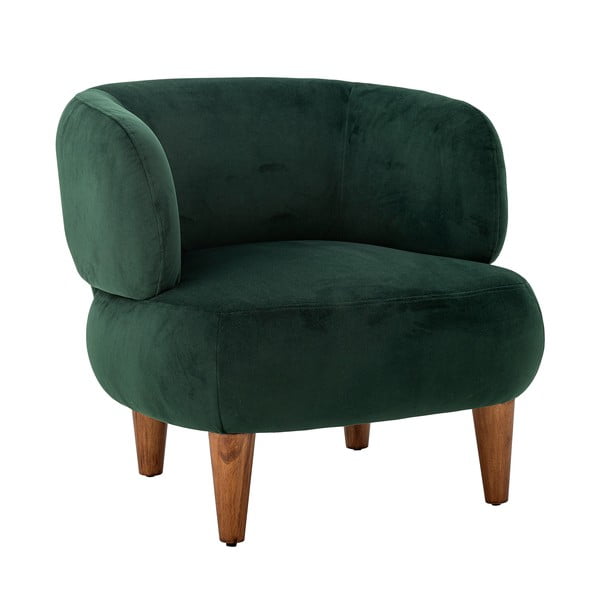 Ciemnozielony aksamitny fotel typu uszak Ruperta – Bloomingville