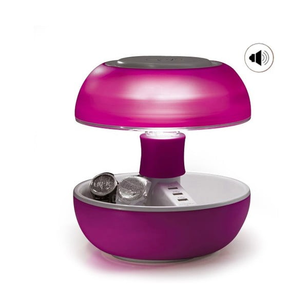 Lampa stołowa, ładowarka i głośnik w jednym Joyo Light, różowa
