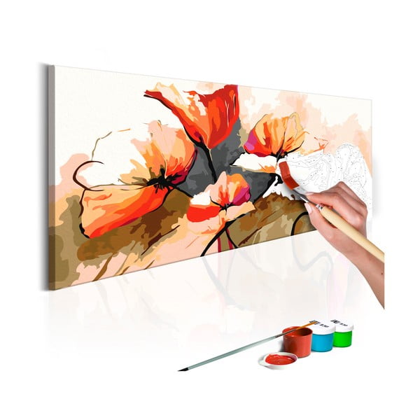 Zestaw płótna, farb i pędzli DIY Artgeist Poppies, 100x40 cm