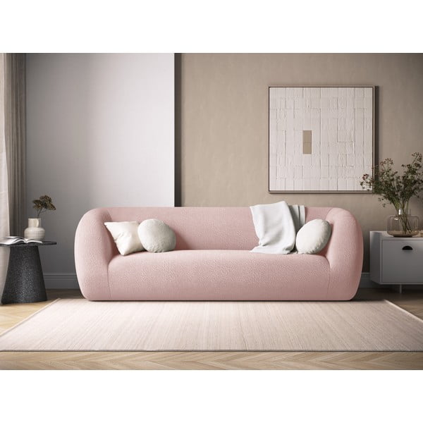 Jasnoróżowa sofa z materiału bouclé 230 cm Essen – Cosmopolitan Design-image-1