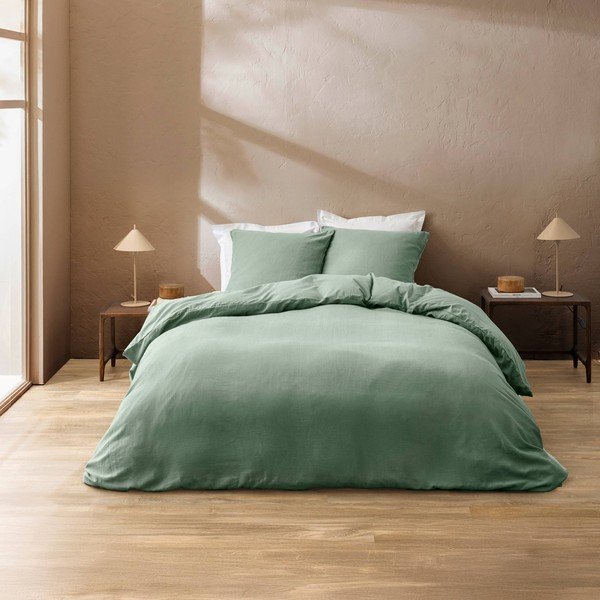 Zielona bawełniana pościel dwuosobowa 3-częściowa 240x220 cm Clara – douceur d'intérieur
