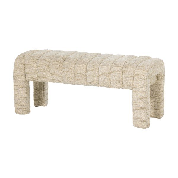 Beżowa tapicerowana ławka z materiału bouclé Frex – WOOOD-image-2