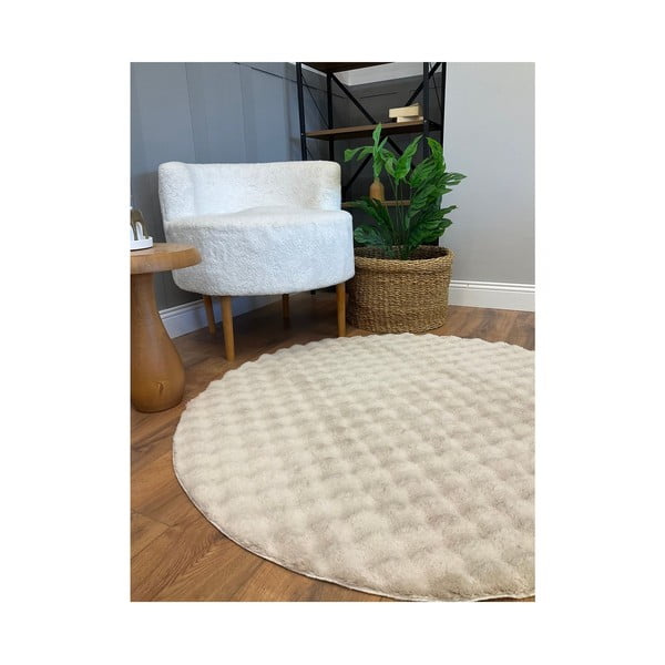 Beżowy okrągły dywan odpowiedni do prania ø 120 cm Bubbly – Oyo Concept-image-3
