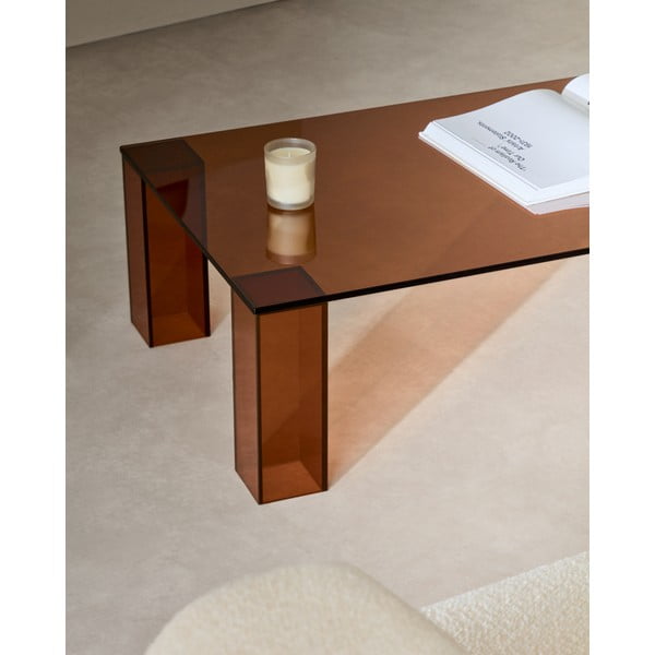 Brązowy szklany stolik 60x140 cm Adularia – Kave Home-image-2