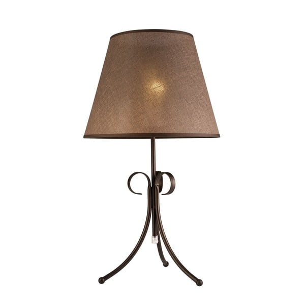Ciemnobrązowa lampa stołowa z tekstylnym kloszem (wys. 55 cm) Lorenzo – LAMKUR