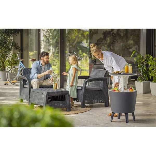 Plastikowy okrągły stolik ogrodowy z pojemnikiem na lód ø 49,5 cm Cool – Keter-image-1