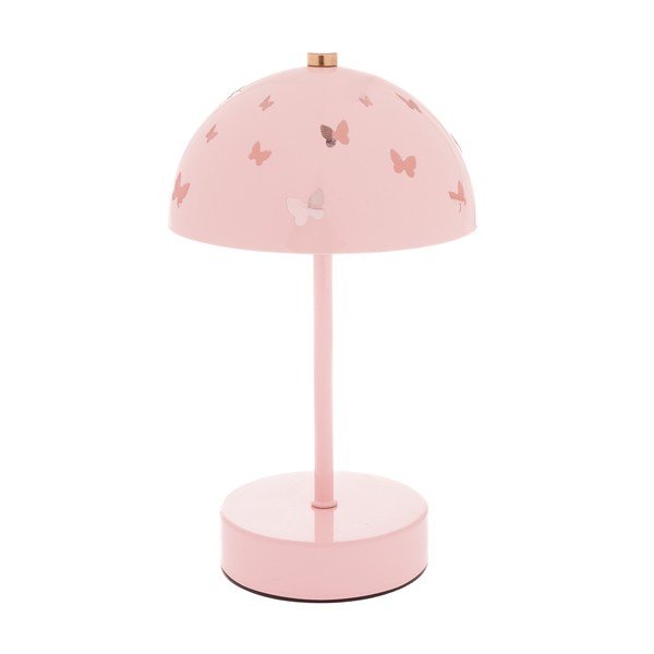 Różowa metalowa dziecięca lampa stołowa Butterfly – Dakls
