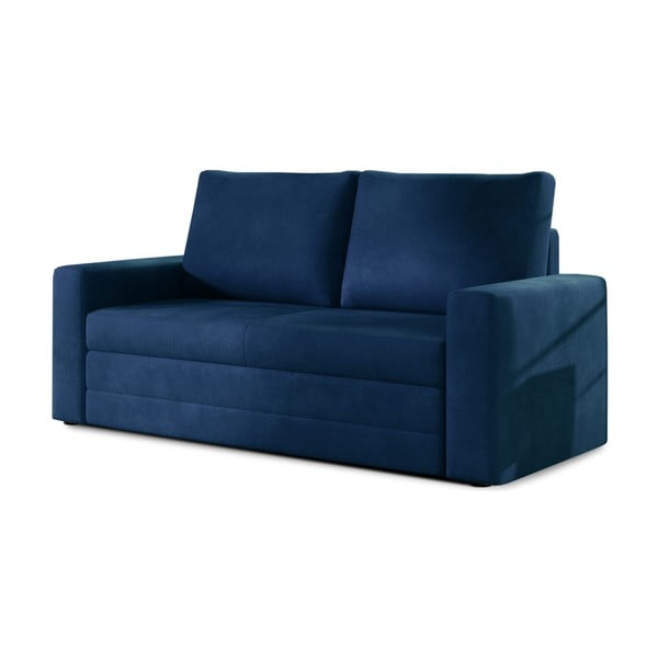 Niebieska aksamitna rozkładana/ze schowkiem sofa 151 cm Wave – ELTAP