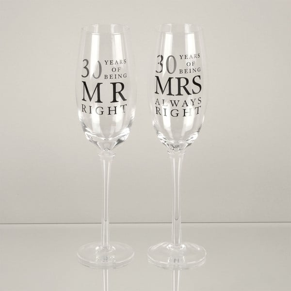 Zestaw 2 kieliszków do szampana z okazji 30 rocznicy ślubu Amore Mrs. Always Right, 180 ml