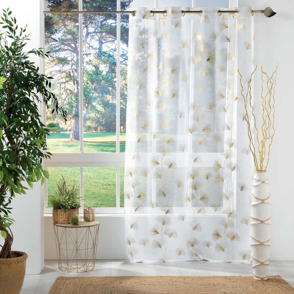 Firanka w biało-złotym kolorze z woalu 140x240 cm Ginkgold – douceur d'intérieur-image-2