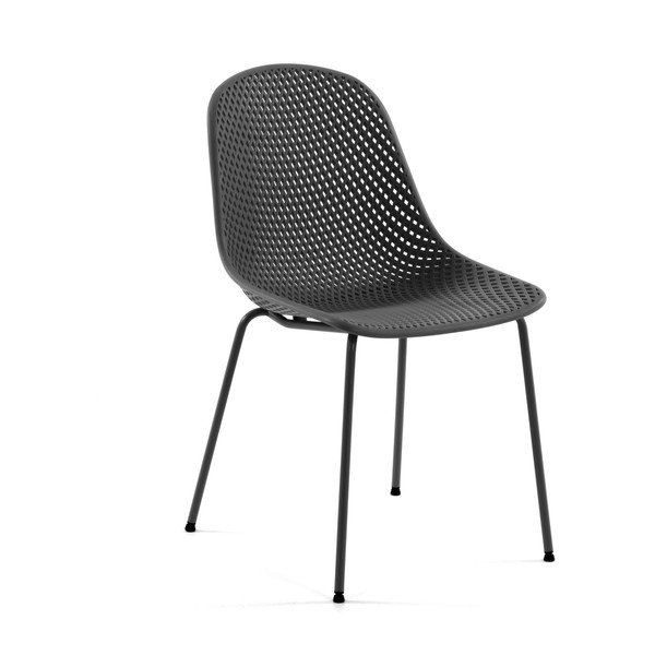 Ciemnoszare metalowe krzesło ogrodowe Quinby – Kave Home