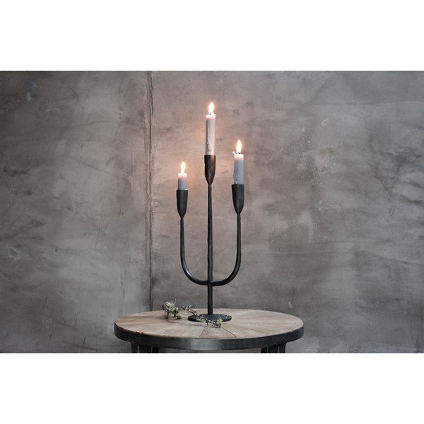 Czarny metalowy świecznik 3-ramienny Nkuku Mbata, wys. 39 cm-image-1