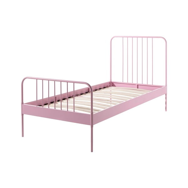 Różowe metalowe łóżko dziecięce Vipack Jack, 90x200 cm