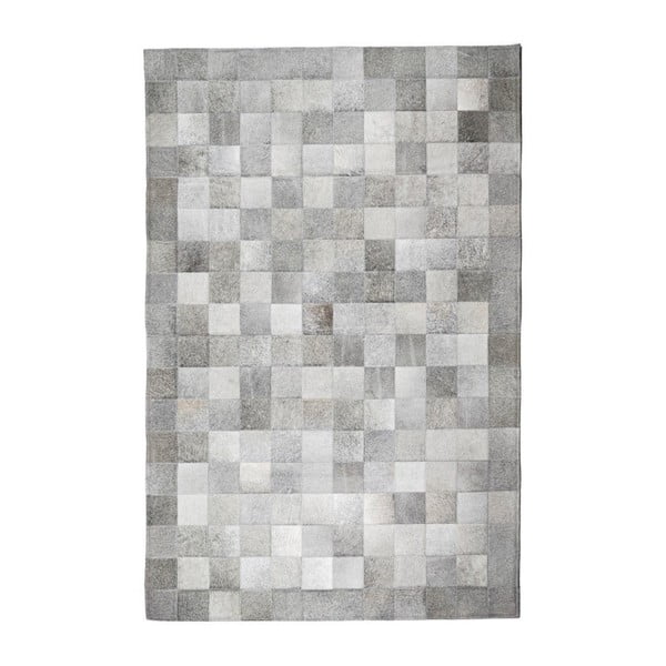 Szary dywan ze skóry bydlęcej Patchwork, 180x120 cm