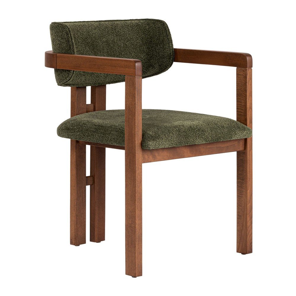 Ciemnozielony fotel jadalniany z podłokietnikami Toscana – Kalune Design