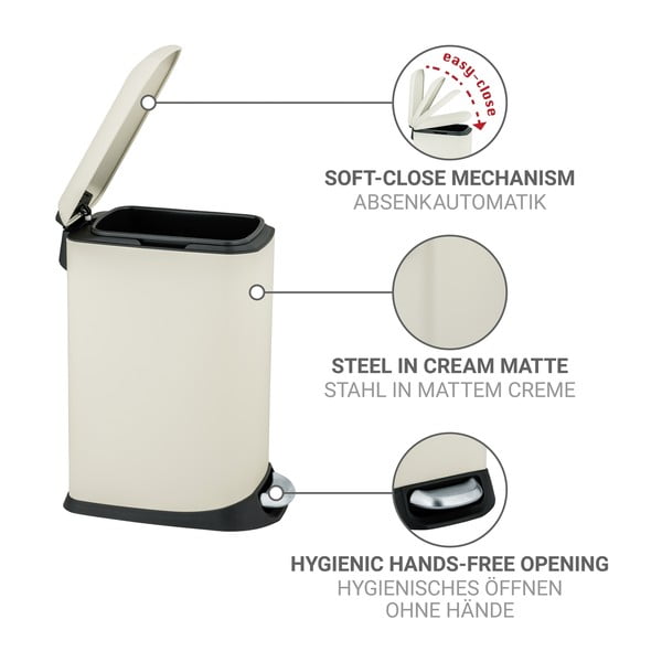 Kremowy stalowy kosz na śmieci z pedałem 20 l Design – Wenko-image-4