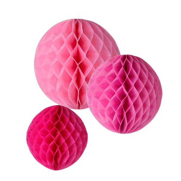 Papierowa dekoracja Honeycomb Pink, 3 szt.