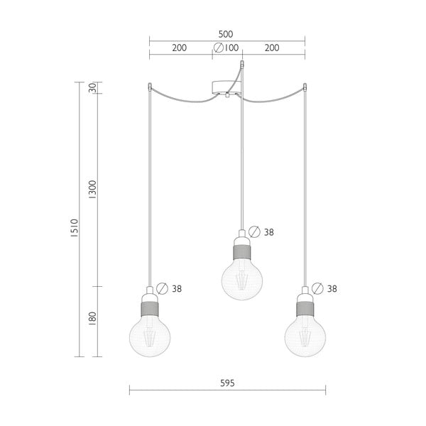 Czarna lampa wisząca z 3 żarówkami Bulb Attack Uno Basic Globe Clear-image-3