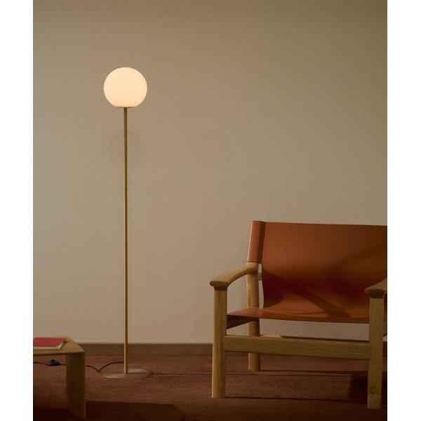 Biała/w kolorze złota lampa stojąca ze szklanym kloszem (wysokość 155 cm) Brisia – Kave Home-image-1