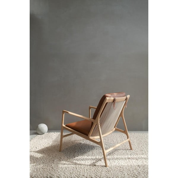 Brązowo-naturalny skórzany fotel Dedo – Gazzda-image-2