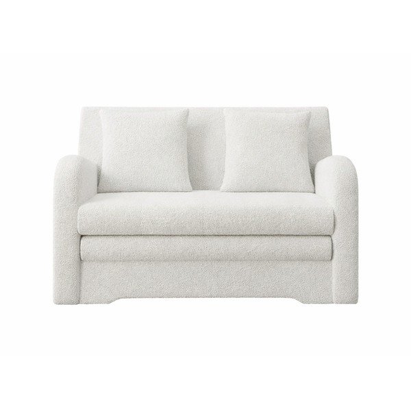 Biała rozkładana/ze schowkiem sofa z materiału bouclé 130 cm Ario – ELTAP