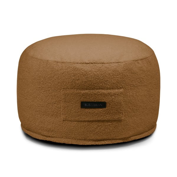 Brązowy puf z materiału bouclé Om 60 – SLOWDOWN