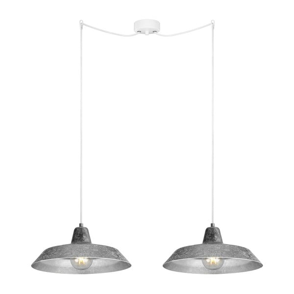 Lampa wisząca z 2 białymi kablami i kloszami w kolorze srebra Bulb Attack Cinco