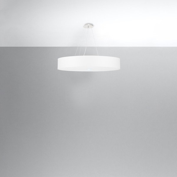 Biała lampa wisząca z tekstylnym kloszem ø 80 cm Herra – Sollux-image-3
