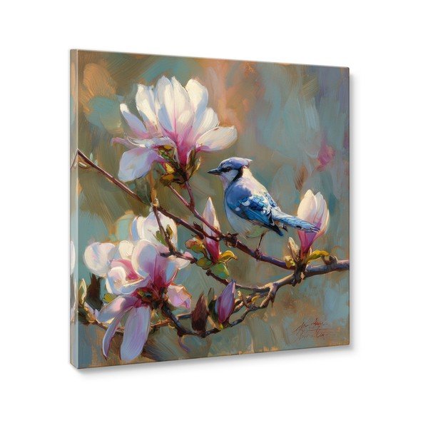 Obraz drukowany na płótnie 32x32 cm Bluejay & Blossom – Styler-image-3