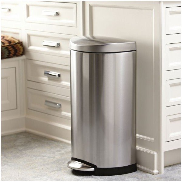 Kosz z pedałem Simple 30 l, matowa stal-image-1