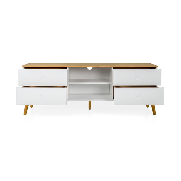 Biała szafka pod TV z nogami z drewna dębowego Tenzo Dot, szer. 162 cm-image-4