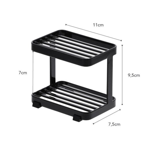 Czarna piętrowa mydelniczka z półeczką YAMAZAKI Tower-image-3