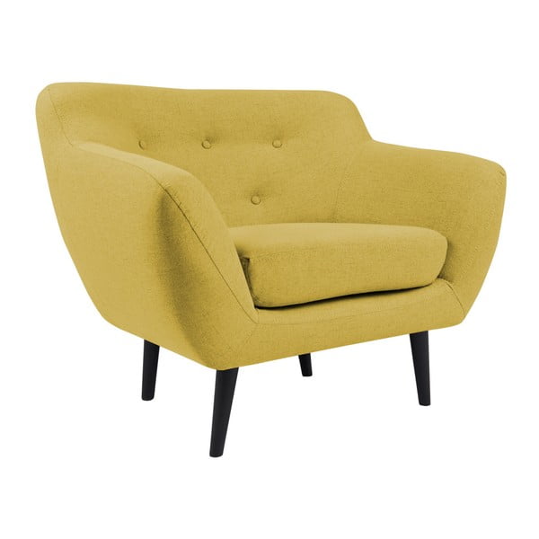 Żółty fotel z brązowymi nogami Mazzini Sofas Piemont-image-3