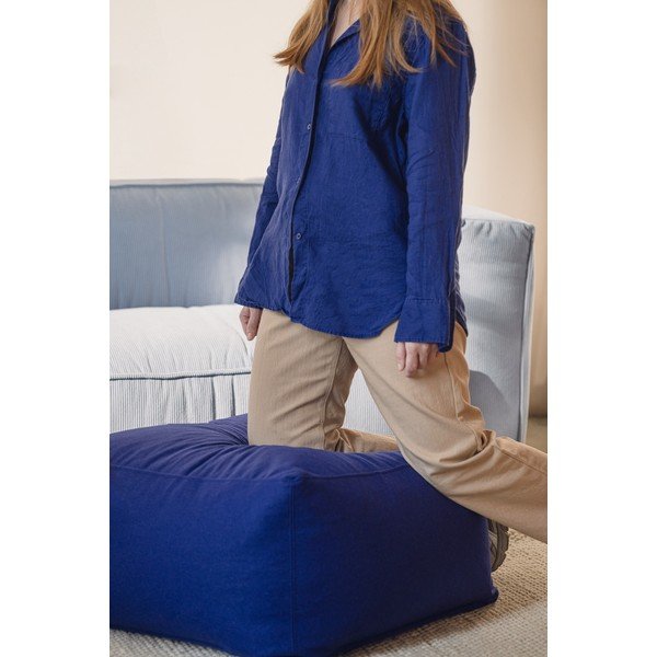 Niebieski wełniany puf Keno – noo.ma-image-2