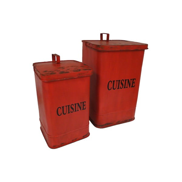 Zestaw 2 czerwonych koszy na śmieci  Antic Line Cuisine