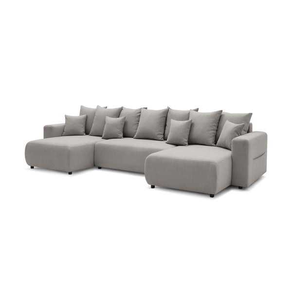 Jasnoszara sofa rozkładana w kształcie litery U Envy – Bobochic Paris-image-3